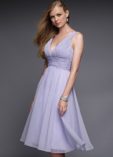 Sexy Deep V-Neck Empire Waist Pleated Chiffon Summer Prom Dress