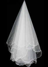 Beautiful Beige Veil unique Fils de mariage en organza de mariée