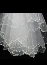 Beautiful Beige Veil unique Fils de mariage en organza de mariée