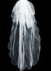 Trois couches Beige Veil Organza mariée