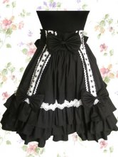Jupe Lolita plissée en coton noir