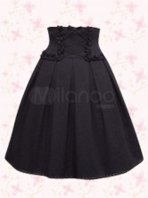 Jupe Lolita plissée en coton noir