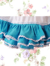 Jupe Lolita en coton blanc et bleu à volants avec nœud de papillon