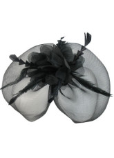Elegant Black Veil de mariage pour la mariée Feather
