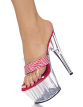 Mules sexy PVC plateformes aux talons hauts rouge