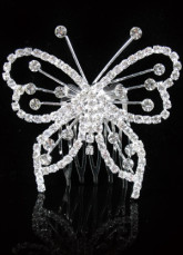 White And Silver Alloy With Rhinestone Inlaid Wedding Bridal Hairpin