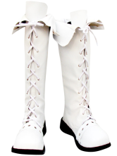 Tie White Lace imité Bottes en cuir caoutchouc Cosplay