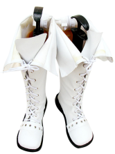 Tie White Lace imité Bottes en cuir caoutchouc Cosplay