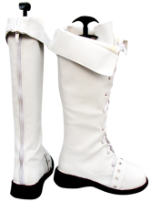 Tie White Lace imité Bottes en cuir caoutchouc Cosplay