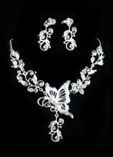 Ensemblede bijoux de mariage pendentif fleur de rhinestone