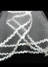 Beige Veil unique Fils de mariage en organza de mariée