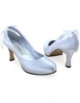 3 1 / 2  élévé '' Heel White Shoes Bow de mariée en satin