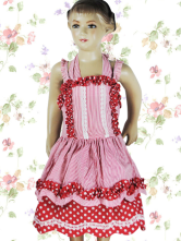 Une mignone robe D'enfant Lolita au strie rouge et blanc sans manches