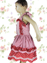 Une mignone robe D'enfant Lolita au strie rouge et blanc sans manches