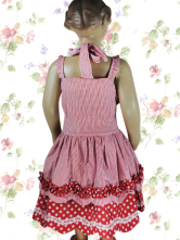 Une mignone robe D'enfant Lolita au strie rouge et blanc sans manches