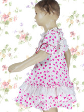 une mignone robe d'enfant Lolita  Blanche Floral en cotton , demi manches