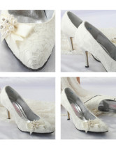 D'Ivoire 3 1 / 2  '' Pompes talon dentelle
