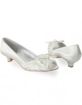 Chaussures talon d'Ivoire de mariée en satin