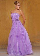 Romantique robe de soirée sans bretelles faite en mouseline de soie robe de bal