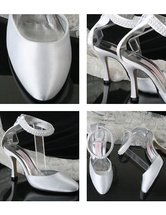 White 3 1 / 5  '' talon cheville Pompes bracelet en satin de mariée