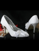 White 3 1 / 2  '' Pompes talon dentelle