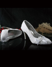 White 3 1 / 2  '' Pompes talon dentelle
