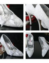 White 3 1 / 2  '' Pompes talon dentelle