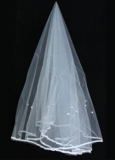Elegant Ivory Net Satin Wedding Bridal Veil