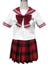 Uniforme scolaire de costume marin de Cosplay rouge en manches courtes
