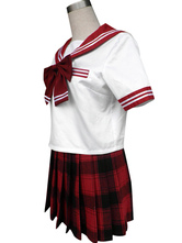 Uniforme scolaire de costume marin de Cosplay rouge en manches courtes