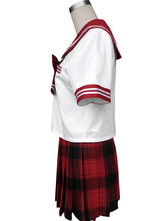 Uniforme scolaire de costume marin de Cosplay rouge en manches courtes