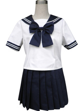 Uniforme scolaire de costume marin de Cosplay en bleu royal et manches courtes 