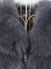 Fourure Renard Sans Manche Caramel Gris Foncé  