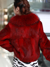 Fourrure Dames Poils Lapin Long Raton Laveur Rouge 