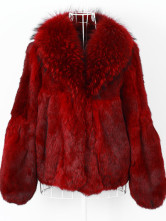 Fourrure Dames Poils Lapin Long Raton Laveur Rouge 