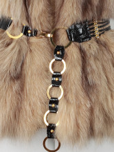 Warm Light Camel gilet sans manches en fourrure de renard