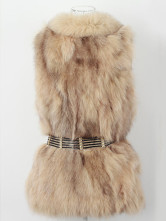 Warm Light Camel gilet sans manches en fourrure de renard