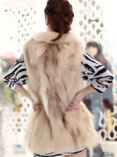 Warm Light Camel gilet sans manches en fourrure de renard