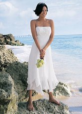 White Satin And Chiffon Empire Waist Wedding Dress