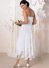 White Satin And Chiffon Empire Waist Wedding Dress