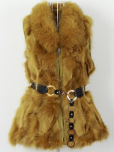 Jaune en fourrure de renard ceinture Gilet sans manches