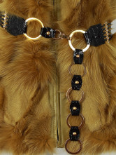 Jaune en fourrure de renard ceinture Gilet sans manches