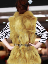 Jaune en fourrure de renard ceinture Gilet sans manches