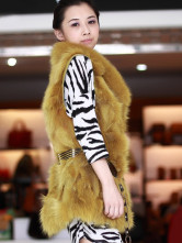 Jaune en fourrure de renard ceinture Gilet sans manches