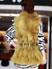 Jaune en fourrure de renard ceinture Gilet sans manches