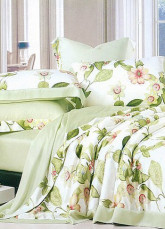 4-pc Fabulous Light Green Floral Tencel Duvet Cover Bedding Set