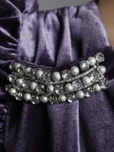 Fabulous Purple Deep V-neck Beading Cotton Polyester Women's Dress