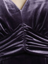 Fabulous Purple Deep V-neck Beading Cotton Polyester Women's Dress