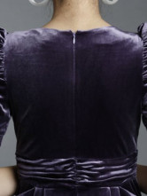 Fabulous Purple Deep V-neck Beading Cotton Polyester Women's Dress