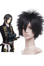 Black 35cm Hakuouki Shinsengumi Kitan Hijikata Toshizo Nylon Cosplay Wig